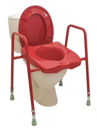 Height adjustable Toilet Frame with Seat - Red