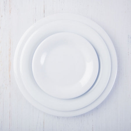 12 Wide Rim Plates - White - 165mm